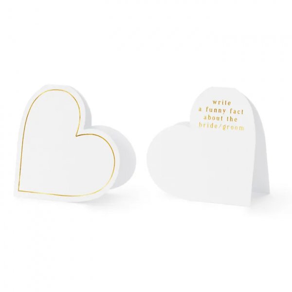 Placeringskort - Hjrta med guldram - Funny Fact - 10-pack
