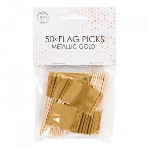 Cocktailflaggor - Guld Metallic - 50-pack