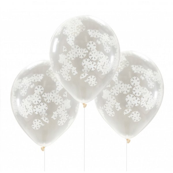 Konfettiballonger - Snowflake - 5-pack