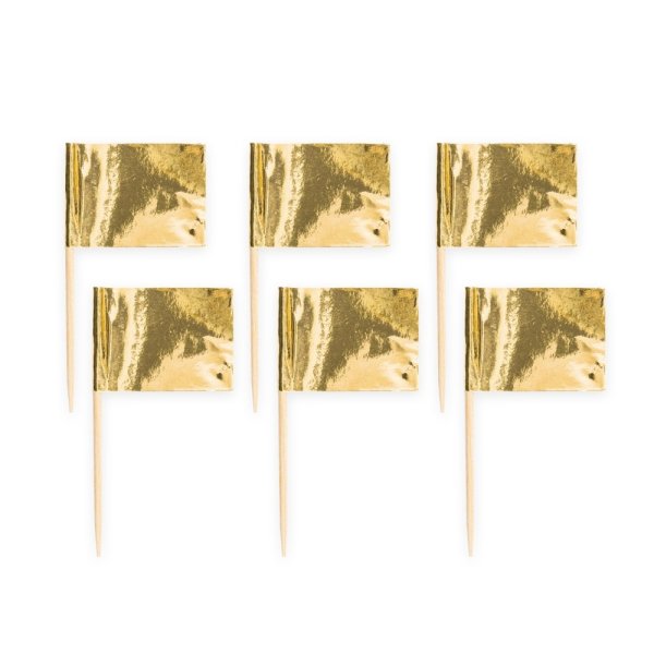 Cocktailflaggor - Guld Metallic - 50-pack Cocktailflaggor - Guld Metallic - 50-pack