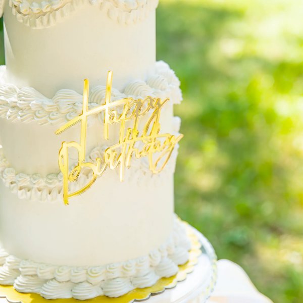 Cake Topper / Mirror topper - Happy Birthday - Guld - Akryl