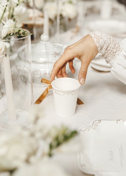 Pappersmugg med ornament - Vit