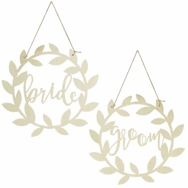 Stolsdekorationer - Bride & Groom - Rustic Country - 2-pack