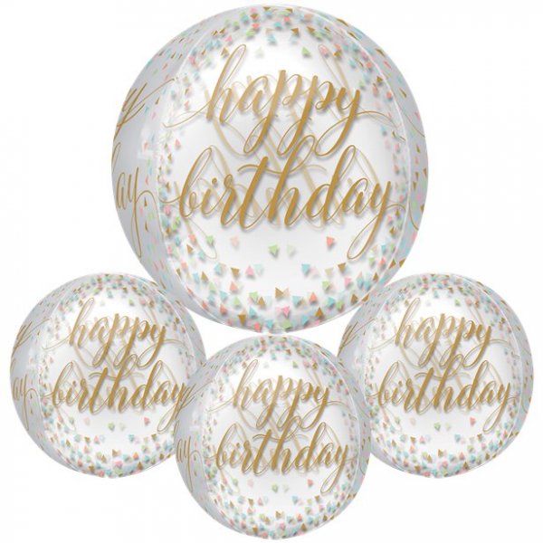Klotballong - Happy Birthday - Confetti Fun