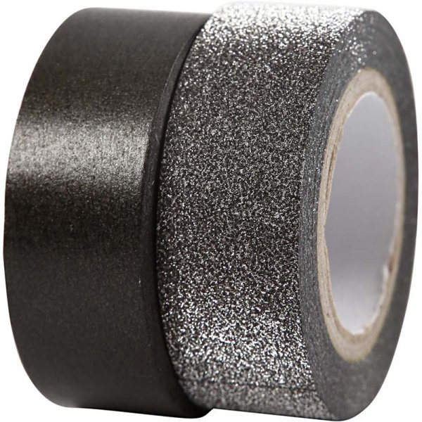 Washitejp - Svart/Glitter - 2-pack
