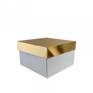 Tårtbox - Vit/Guld - 24x24x15 cm Tårtbox - Vit/Guld - 24x24x15 cm