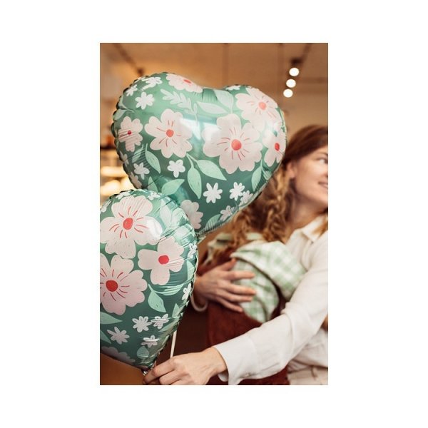 Folieballong Hj�rta med Blommor