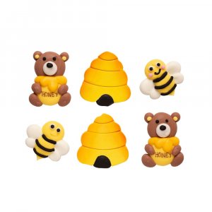 Sockerdekorationer - Bin/Honung/Nallar - Decora - 6 st Sockerdekorationer - Bin/Honung/Nallar - Decora - 6 st