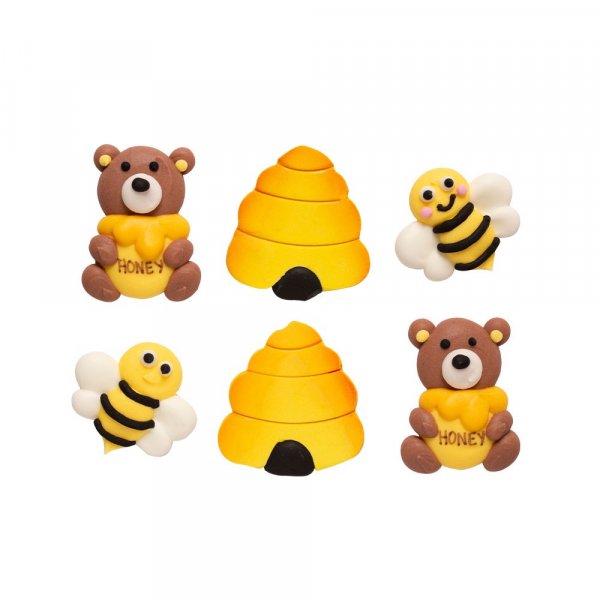 Sockerdekorationer - Bin/Honung/Nallar - Decora - 6 st