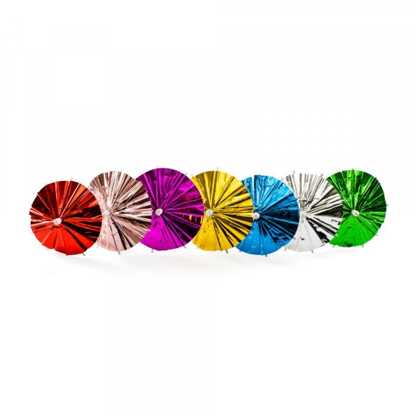 Drinkparasoll - Metallic Flerf�rgade - 10-pack
