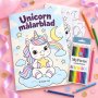 M�larblad med f�rgpennor - Unicorn/Enh�rning - 8 motiv - A4