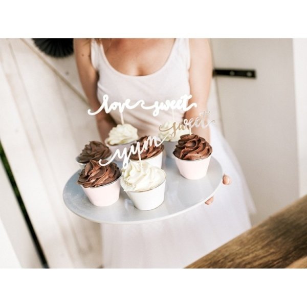 Cupcake Topper Love Guld 6-pack