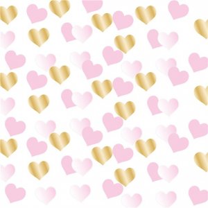Konfetti - Hj�rtan - Rosa/Guld