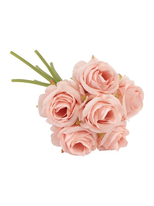 Blombukett - 26 cm - 6 rosa rosor - Konstgjorda blommor, Bröllopsdekorationer
