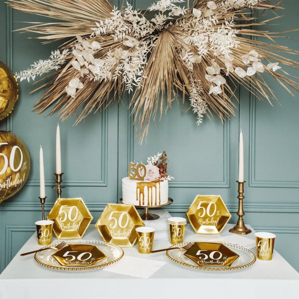 Desserttallrikar - 50th Birthday - Vit/Guld - 6-pack Desserttallrikar - 50th Birthday - Vit/Guld - 6-pack