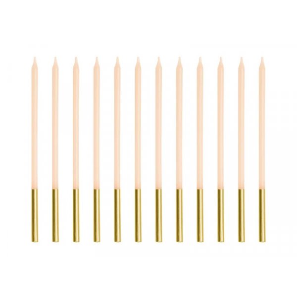 L�nga t�rtljus - Nude/Guld - 14 cm - 12 stycken