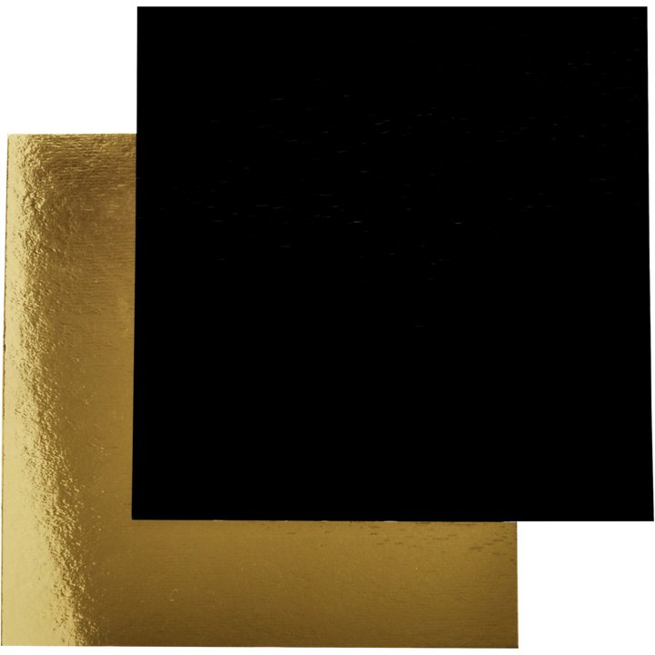 Tårtbricka Tunn - Guld/Svart - Vändbar - Fyrkantig - 24 x 24 cm - Tårtbrickor, Underlägg & Askar