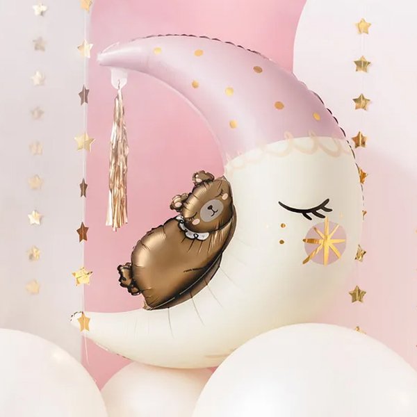 Folieballong - Teddybjörn på måne - Rosa Folieballong - Teddybjörn på måne - Rosa