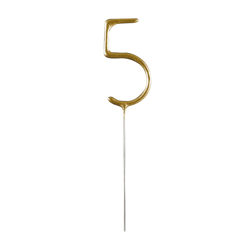 Tomtebloss - Siffra - Guld - Siffra: 5 - Tomtebloss & Isfacklor, Cake Toppers