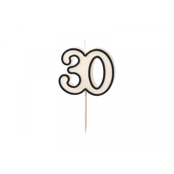 T�rtljus/F�delsedagsljus - 30 - Svart/Vitt - 5,5 cm