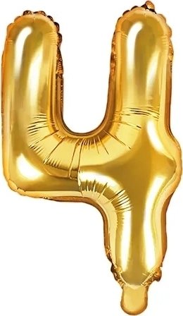 Sifferballong – Guld – 35 cm – Siffra: 4 – Sifferballonger, Ballonger