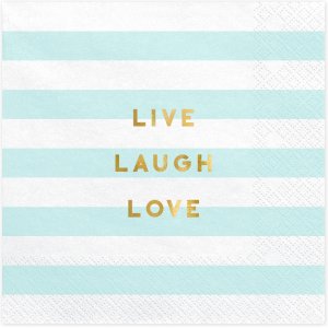 Servetter - Yummy - Live Laugh Love, light blue, 33x33cm (1 ctn / 12 pcs) (1 pts / 20 pcs.)