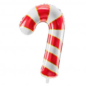 Folieballong - Candy Cane - Rd/Vit/Guld