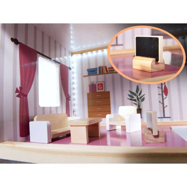 Docksk�p i MDF med LED-belysning 78 cm Vit inklusive 16 m�bler - Byggsats