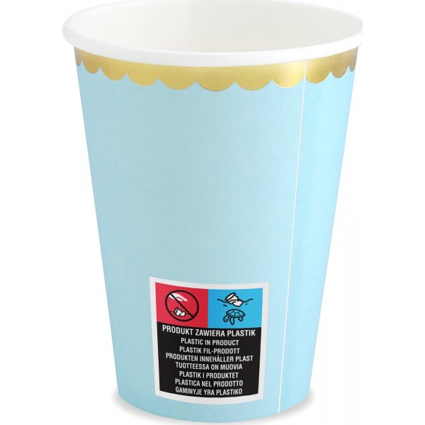 Pappmuggar - Ljusbl - Guldkant - 6-pack