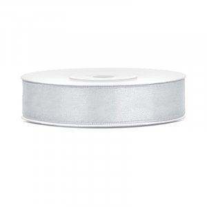 Satinband - 25 m - Silver - Bredd: 12 mm Satinband - 25 m - Silver - Bredd: 12 mm