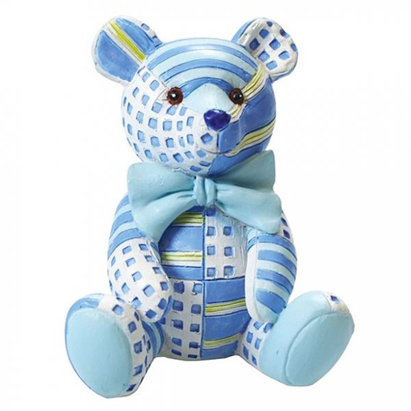 Trtdekoration - Patchwork Nalle - Bl