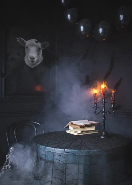 Bordsduk Rund - Halloween - Spindelnt - Tyg