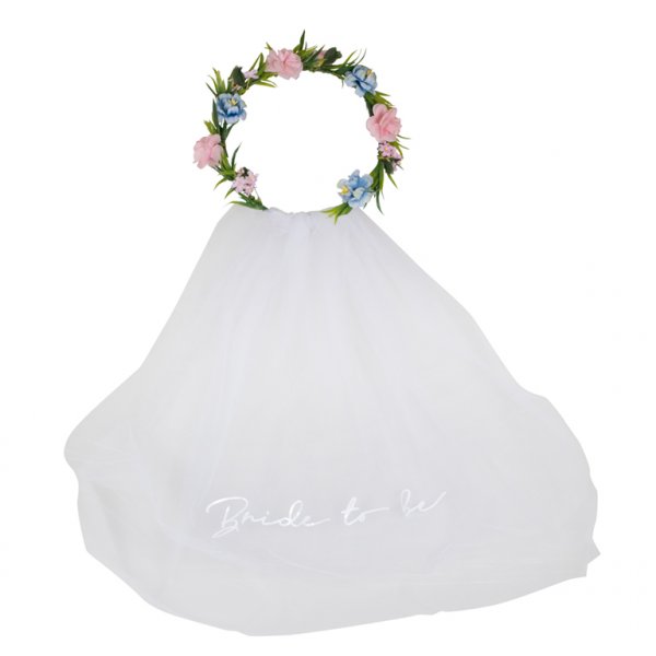 Krans med sl�ja - Boho bride