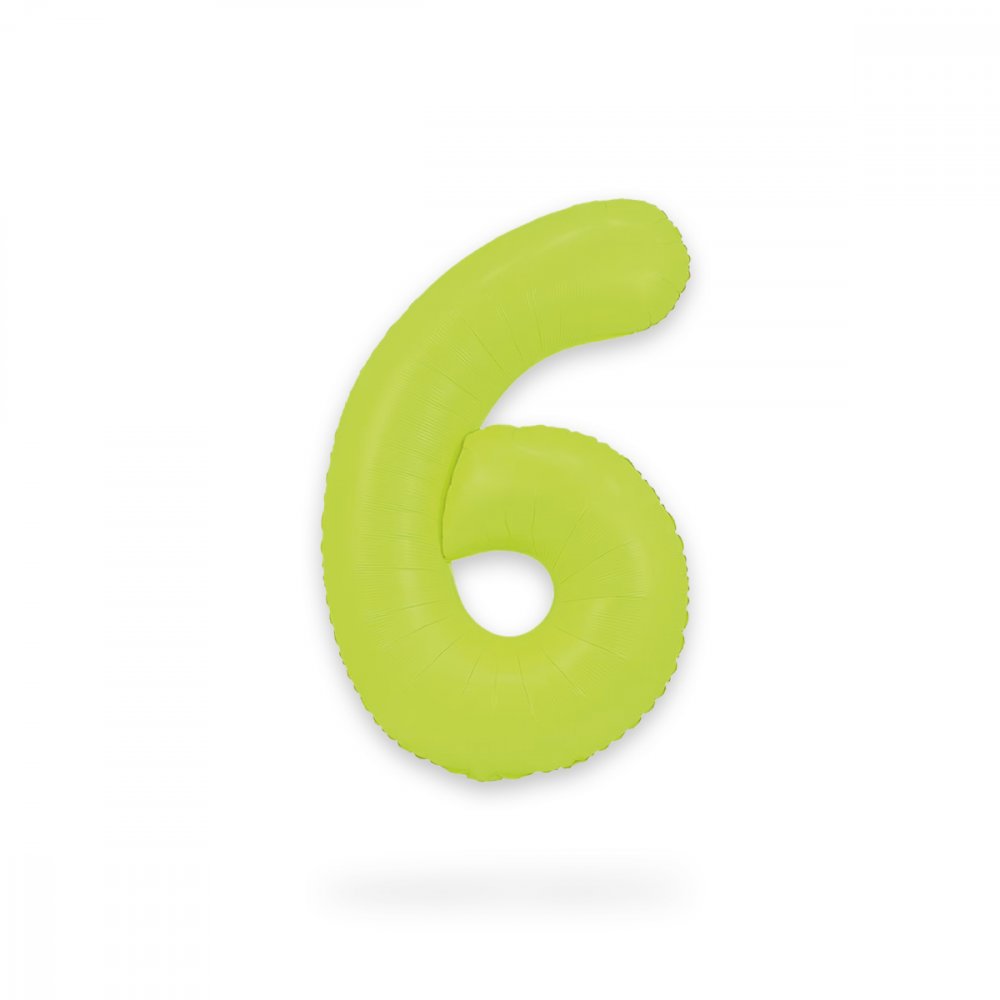 Ballongsiffra - Neon Grön - 86 cm - Siffra: 6 - Sifferballonger, Ballonger