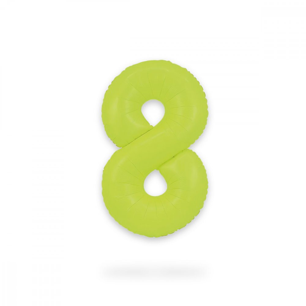 Ballongsiffra - Neon Grön - 86 cm - Siffra: 8 - Sifferballonger, Ballonger