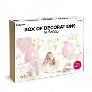 Dekorationsbox - 1st Birthday - Guld