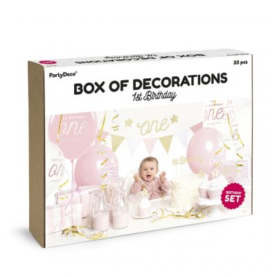 Dekorationsbox - 1st Birthday - Guld