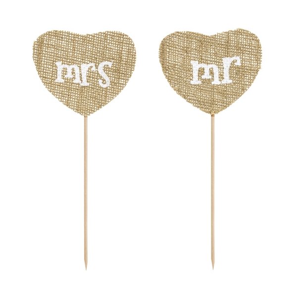 T�rtdekorationer - Mr & Mrs - Jute