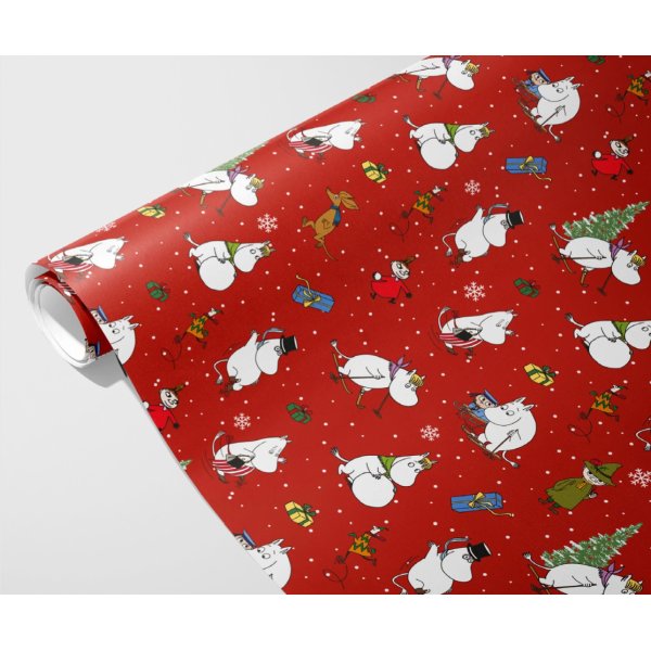 Presentpapper - Julpapper - Mumin - Röd - 4mx70cm Presentpapper - Julpapper - Mumin - Röd - 4mx70cm