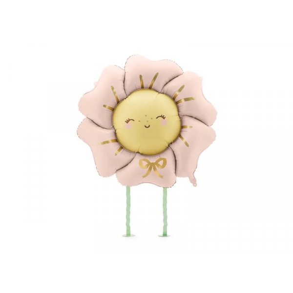Folieballong - Blomma - Rosa/Gul
