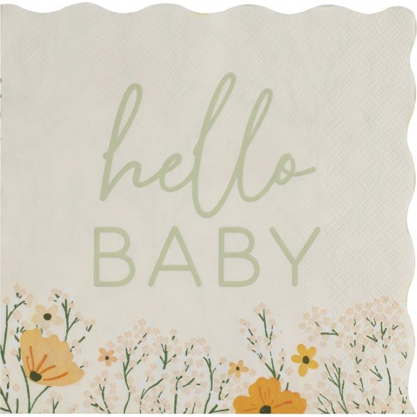 Servetter - Hello baby - Floral - 16-pack