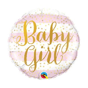 Folieballong - Baby girl - Rosa/Guld