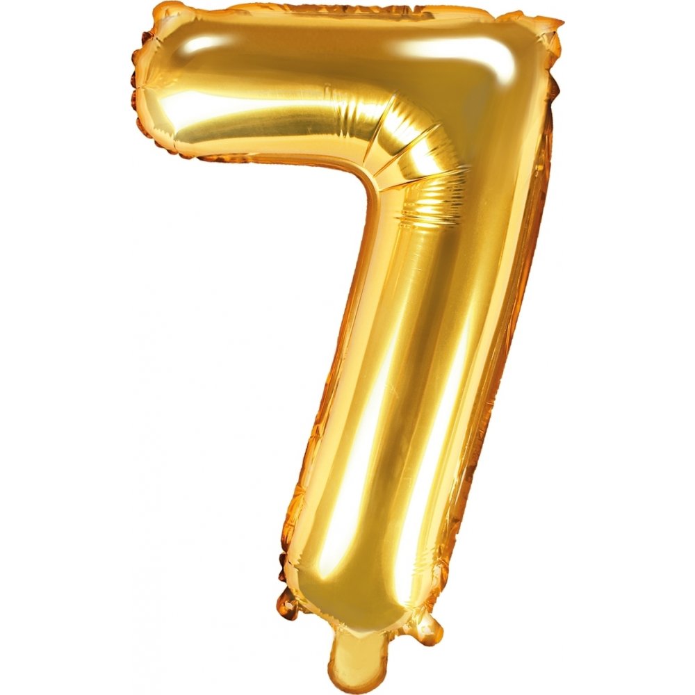 Sifferballong - Guld - 35 cm - Siffra: 7 - Sifferballonger, Ballonger