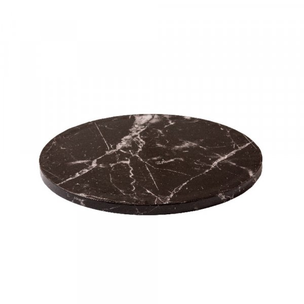 Tjock trtbricka - Rund - Svart marmor - 1,2 cm tjock, 25 cm i diameter